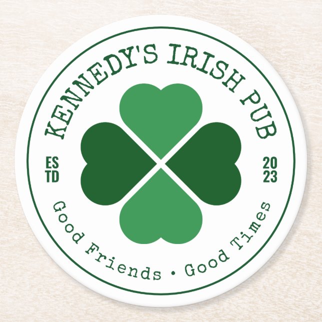 IHR IRISH PUB Gute Freunde gute Zeiten Runder Pappuntersetzer (Vorderseite)