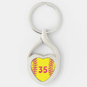 Ihr Jersey-Zahl-Herzsoftball-Schlüsselanhänger Schlüsselanhänger