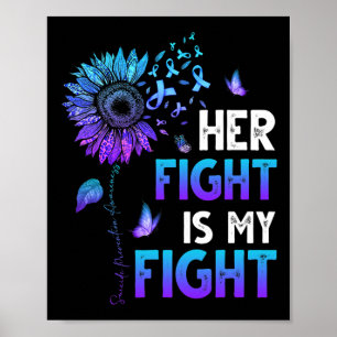 Ihr Kampf ist mein Kampf Aquamarin und Lila Ribbon Poster