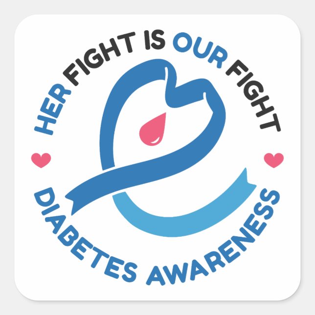 Ihr Kampf ist unser Kampf – Diabetes-Bewusstsein Quadratischer Aufkleber (Vorderseite)