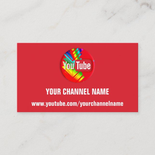 IHR KANAL NAME YOUTUBER SUSCRIBE ROT VISITENKARTE (Vorderseite)
