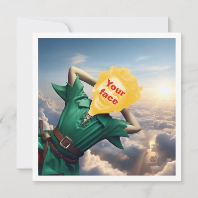 Ihr Kind als Peter Pan fliegt hoch, märchenhaft Karte (Vorderseite)