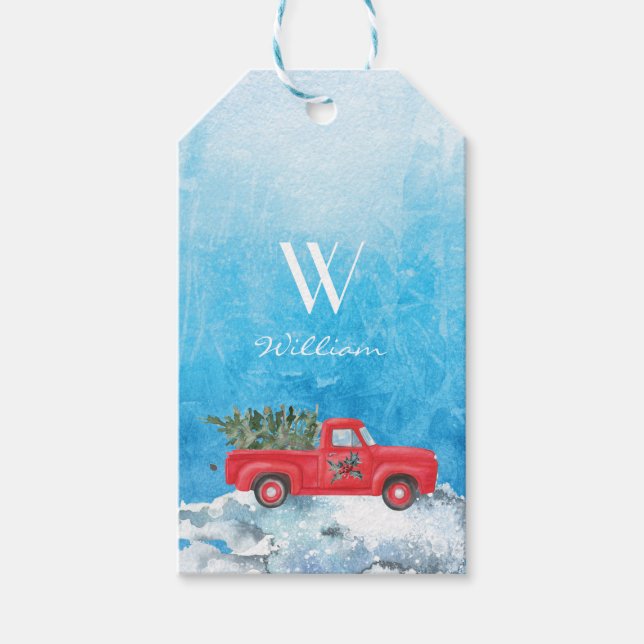 Ihr Kind heißt Red Truck von Santa Geschenkanhänger (Vorderseite)