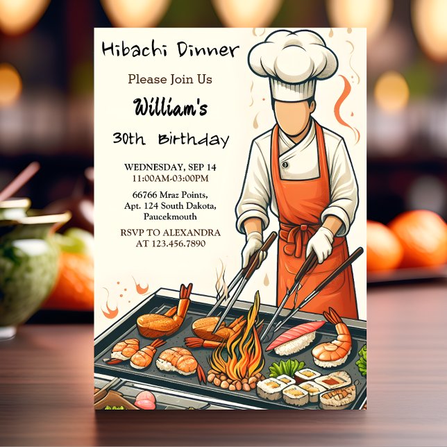Ihr Koch Grillen Japanisch Sushi Hibachi 40. Gebur Einladung (Von Creator hochgeladen)