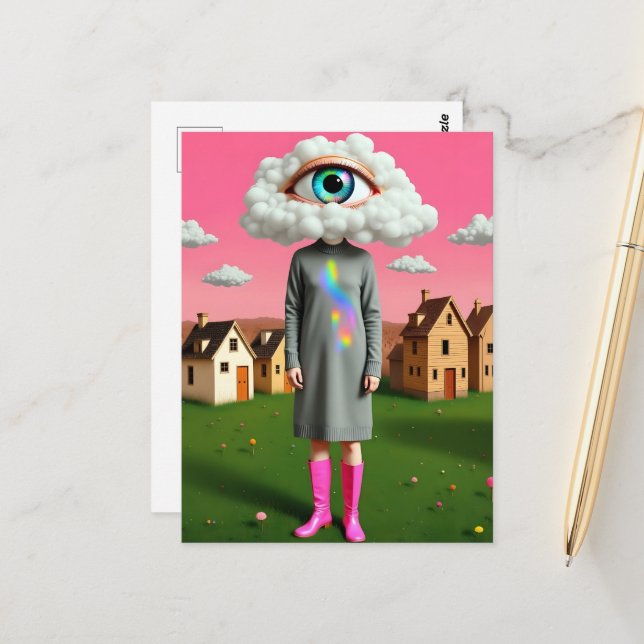 Ihr Kopf war in der Wolkendecke Postkarte (Vorderseite/Rückseite Beispiel)