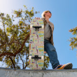 Ihr (Kurzer) Name ist komplett Skateboard<br><div class="desc">Erstellen Sie ein extrem personalisiertes Skateboarddeck. Ihr individuelle Name erscheint auf diesem Skateboard in einer Collage verschiedener Schriftart und Schriftzeichen. Die Buchstaben Rot, Gelb, Orange, Kalkgrün, Türkis, Rosa und lila sind Set vor einem hellen bräunlichen oder cremefarbenen Hintergrund. Dieser Stil ist ideal geeignet für kürzere Längennamen von bis zu 4...</div>