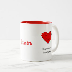 Ihr lächelndes Namensherz Zweifarbige Tasse