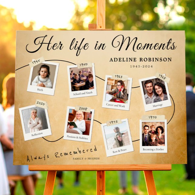 Ihr Leben in Moments Beerdigung Foto Gedächtniszei Poster (Funeral Photo Memory Timeline Board Poster )