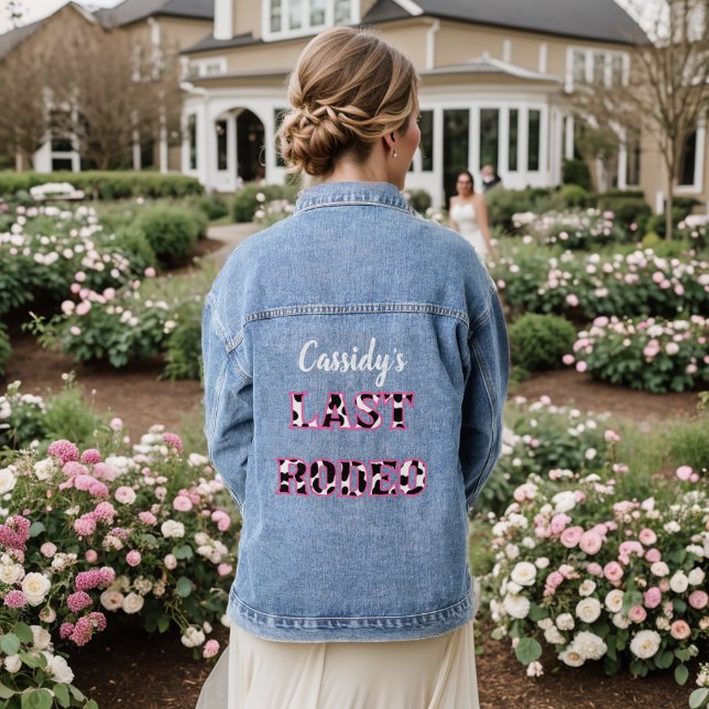Ihr letzter Rodeo Disco Cowgirl Junggeselinnen-Abs Jeansjacke (Hochzeit Rückseite)