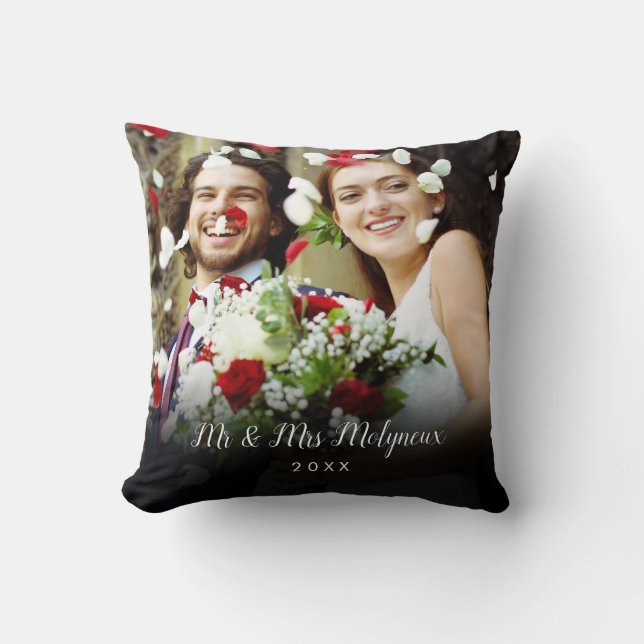 Ihr Lieblings-Hochzeitsskriptname für Fotos Kissen (Vorderseite)