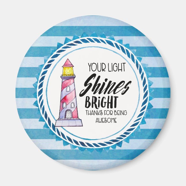 Ihr Light Shines Bright Lighthouse Vielen Dank Magnet (Vorne)