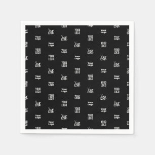 Ihr Logo   3 Logo-Muster-Design bearbeitet Schwarz Serviette