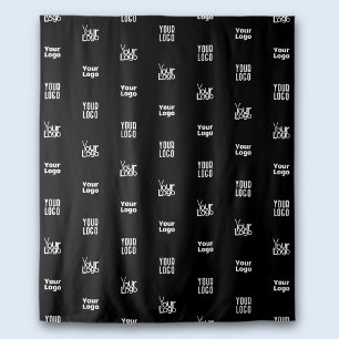 Ihr Logo 3 Logo-Musterdesign editierbar Schwarz Wandteppich
