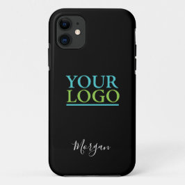 Ihr Logo/Art/Foto, Name Weiße Schrift, Schwarz Case-Mate iPhone Hülle