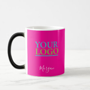 Ihr Logo/Art/Foto, Name White Script, Hot Pink Verwandlungstasse