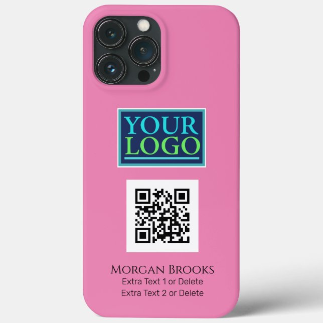 Ihr Logo/Art/Foto, QR-Code, Name/Info, Rosa Case-Mate iPhone Hülle (Rückseite)