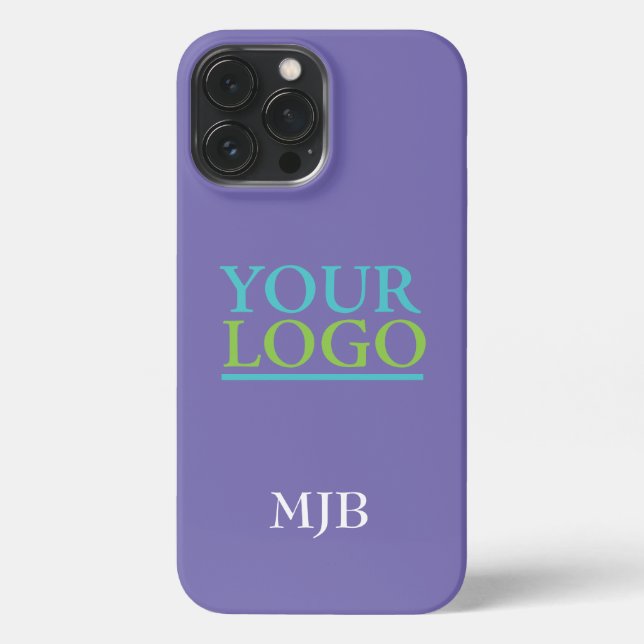 Ihr Logo/Art/Foto, Weißes Monogramm, Periwinkl iPhone 13 Pro Max Hülle (Rückseite)