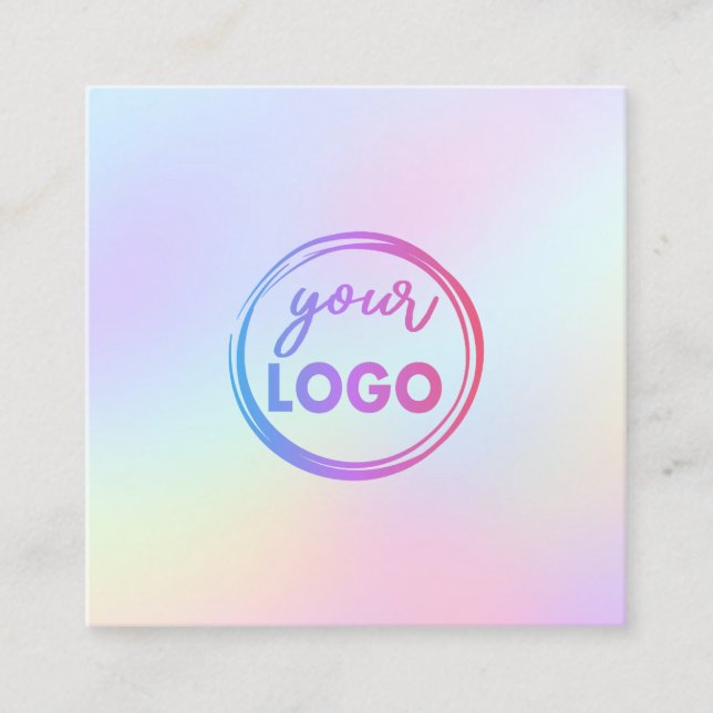 Ihr Logo auf Pastellgradienten Quadratische Visitenkarte (Vorderseite)