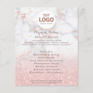 Ihr Logo auf rosa Marmor und falschem Glitter Flyer