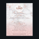 Ihr Logo auf rosa Marmor und Imitat Glitzer Flyer<br><div class="desc">Schönheitssalon berufliche Make-up-Künstler Flyer</div>