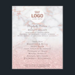 Ihr Logo auf rosa Marmor und Imitat Glitzer Flyer<br><div class="desc">Schönheitssalon berufliche Make-up-Künstler Flyer</div>