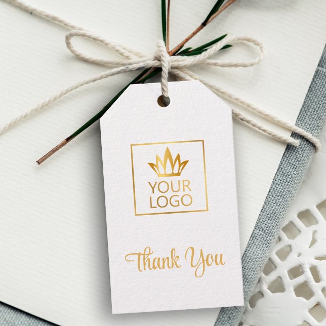 Ihr Logo auf Weiß Vielen Dank Geschenkanhänger (Add your business logo to this custom gift tag.)