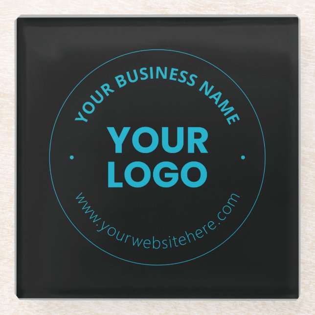 Ihr Logo | Bearbeitbarer Firmenname und Website Glasuntersetzer (Vorderseite)