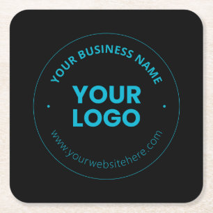 Ihr Logo   Bearbeitbarer Firmenname & Website Rechteckiger Pappuntersetzer