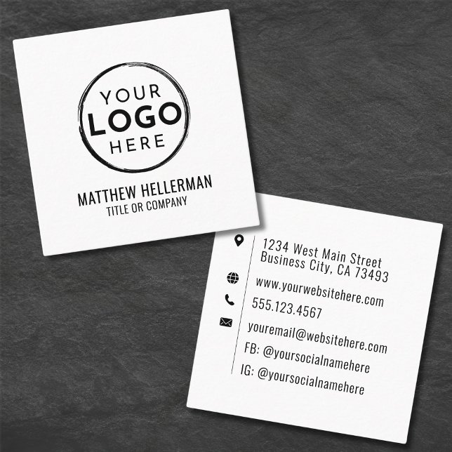 Ihr Logo Beruflich Minimalistisch Quadratische Visitenkarte (Your Logo Professional Minimalist Square Business Card )