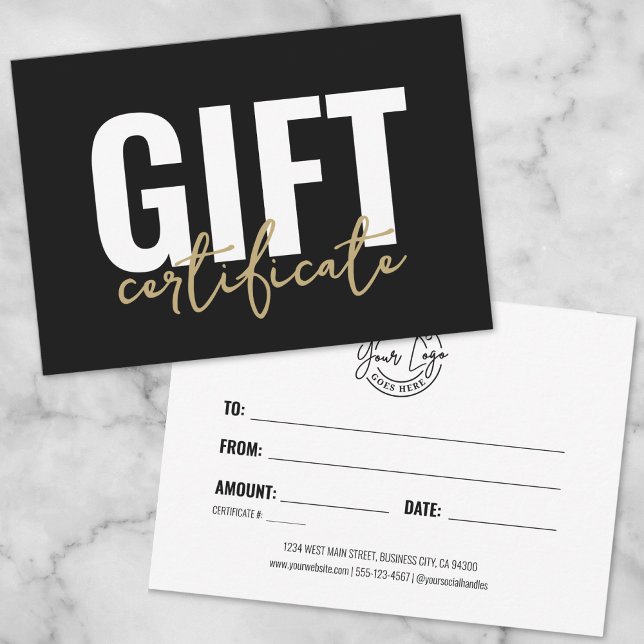 Ihr Logo Black Gold Business Geschenkgutschein Einladung (Your Logo Black Gold Business Gift Certificate Invitation )