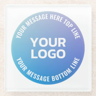 Ihr Logo   Blau bis Lila Ombre und Circle Text Glasuntersetzer
