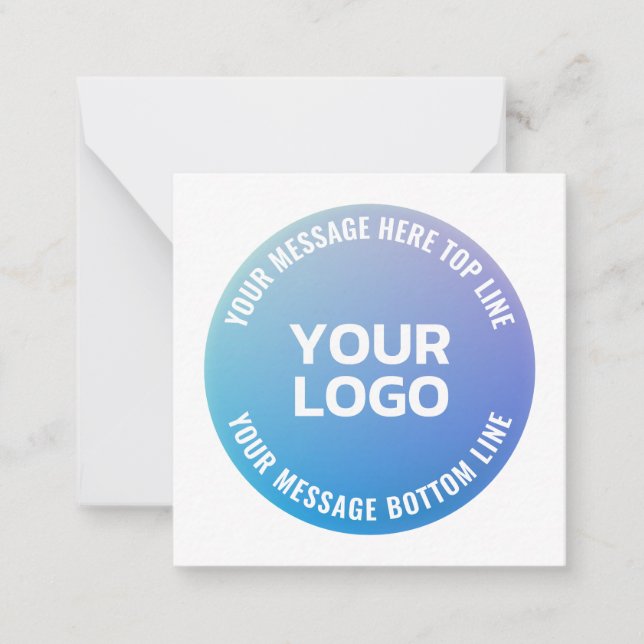 Ihr Logo | Blau bis Lila Ombre und Circle Text Mitteilungskarte (Vorderseite)
