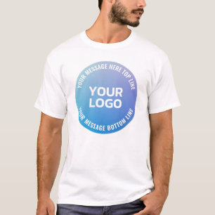 Ihr Logo   Blau bis Lila Ombre und Circle Text T-Shirt