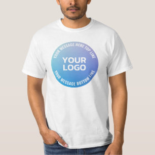 Ihr Logo   Blau bis Lila Ombre und Circle Text T-Shirt