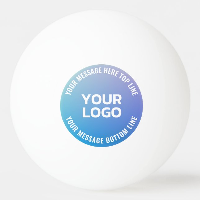 Ihr Logo | Blau bis Lila Ombre und Circle Text Tischtennisball (Vorderseite)