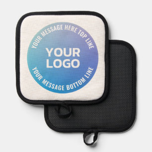 Ihr Logo   Blau bis Lila Ombre und Circle Text Topflappen