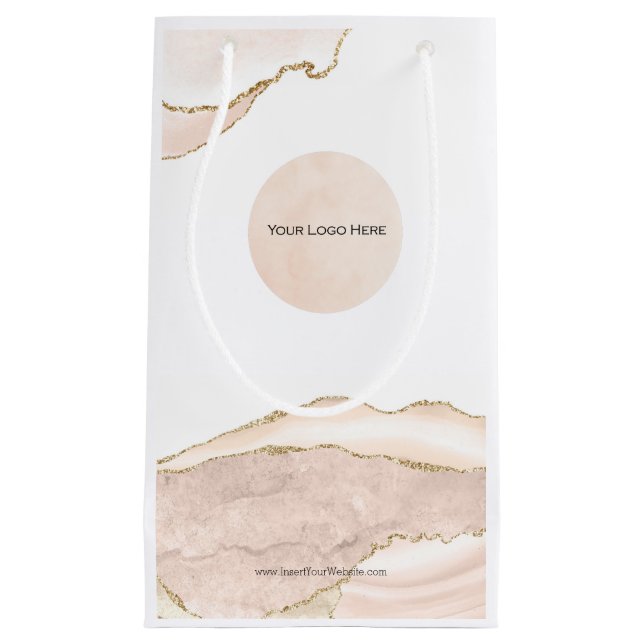 Ihr Logo-Blush & Gold Paper-Geschenkbeutel Kleine Geschenktüte (Vorderseite)