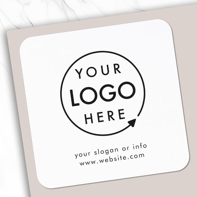 Ihr Logo | Business Corporate Modernes Minimalisti Quadratischer Aufkleber (Put your branding front and center with these custom logo stickers)