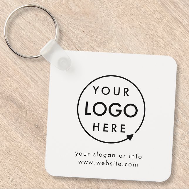Ihr Logo | Business Corporate Modernes Minimalisti Schlüsselanhänger (Minimal white company branded keychains for small business office keys, gifting & promotional swag.)