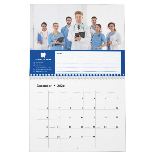 Ihr Logo | Business Dentist Modernes Minimalistisc Kalender (Dez 2026)