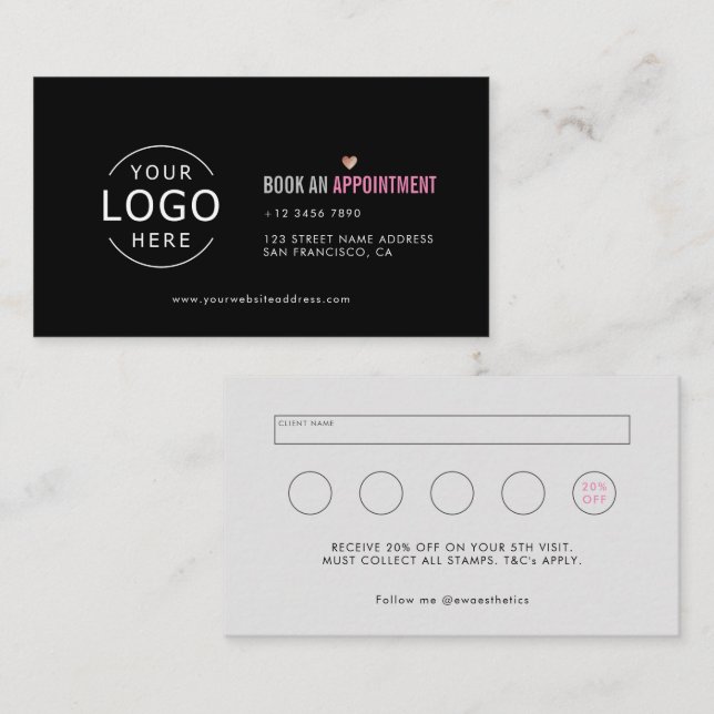 Ihr Logo Chic Beauty Aesthetics Loyalty & Visitenkarte (Vorne/Hinten)