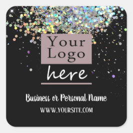 Ihr Logo Custom Business Rainbow Glitzer Quadratischer Aufkleber