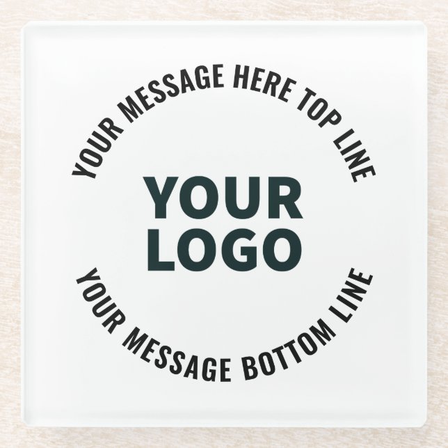 Ihr Logo-Design oder Bild | Fett bearbeitbarer Tex Glasuntersetzer (Vorderseite)