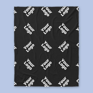 Ihr Logo Einfaches Wiederholungslogo Schwarz Fleecedecke