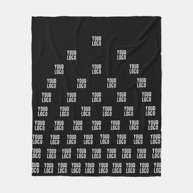 Ihr Logo Einzigartiges Muster | Schwarz (bearbeitb Fleecedecke (Vorderseite)