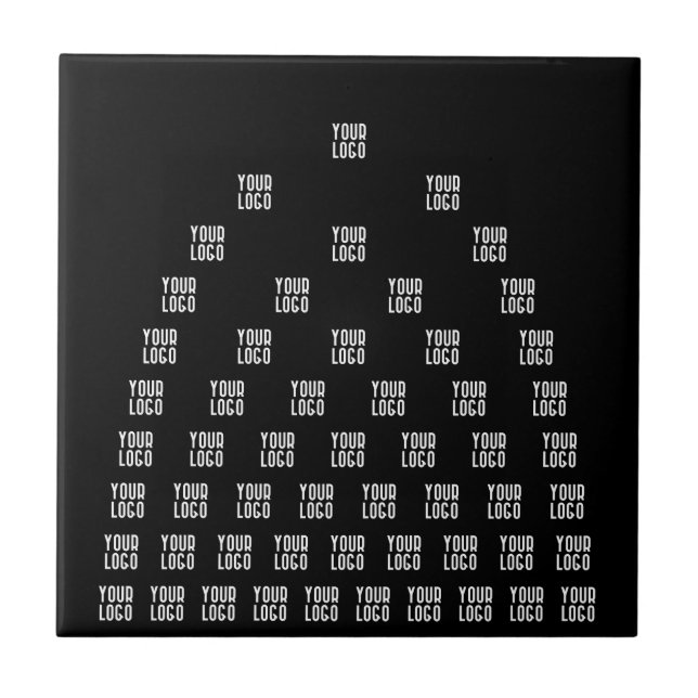 Ihr Logo Einzigartiges Muster | Schwarz (bearbeitb Fliese (Vorderseite)
