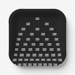 Ihr Logo Einzigartiges Muster   Schwarz (bearbeitb Pappteller