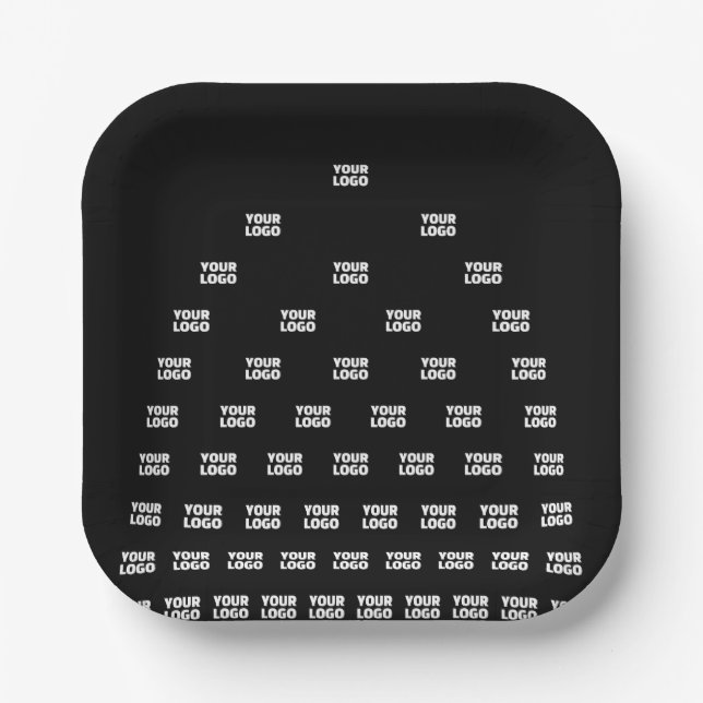 Ihr Logo Einzigartiges Muster | Schwarz (bearbeitb Pappteller (Vorderseite)