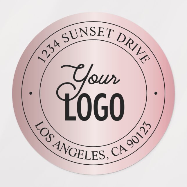 Ihr Logo | Elegante Imitate Rose Gold wasserdicht Etiketten (Design 1)