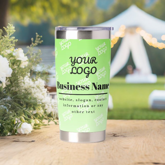 Ihr Logo + gepflasterte Logos Hintergrund und bear Thermobecher (Hochzeit)